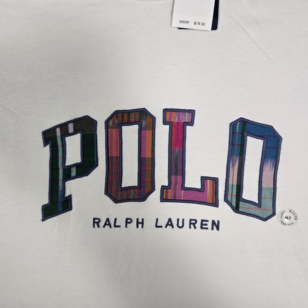 Polo Ralph Lauren Mens 4XLT White T Shirt Embroidered Logo Blue Pony Cotton $80 - Picture 2 of 9
